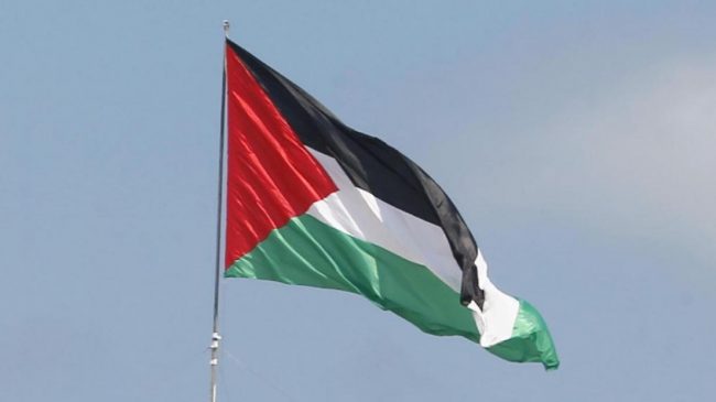 palestina bandera flameando